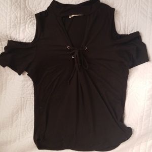 Black cold shoulder top